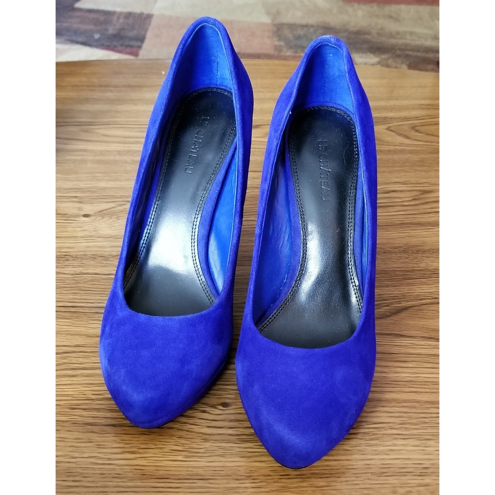 Le Chateau Suede Almond Toe Cobalt Pumps